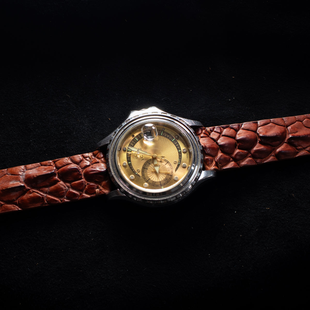 Cognac Brown Horned Alligator Leg Stitchless Strap