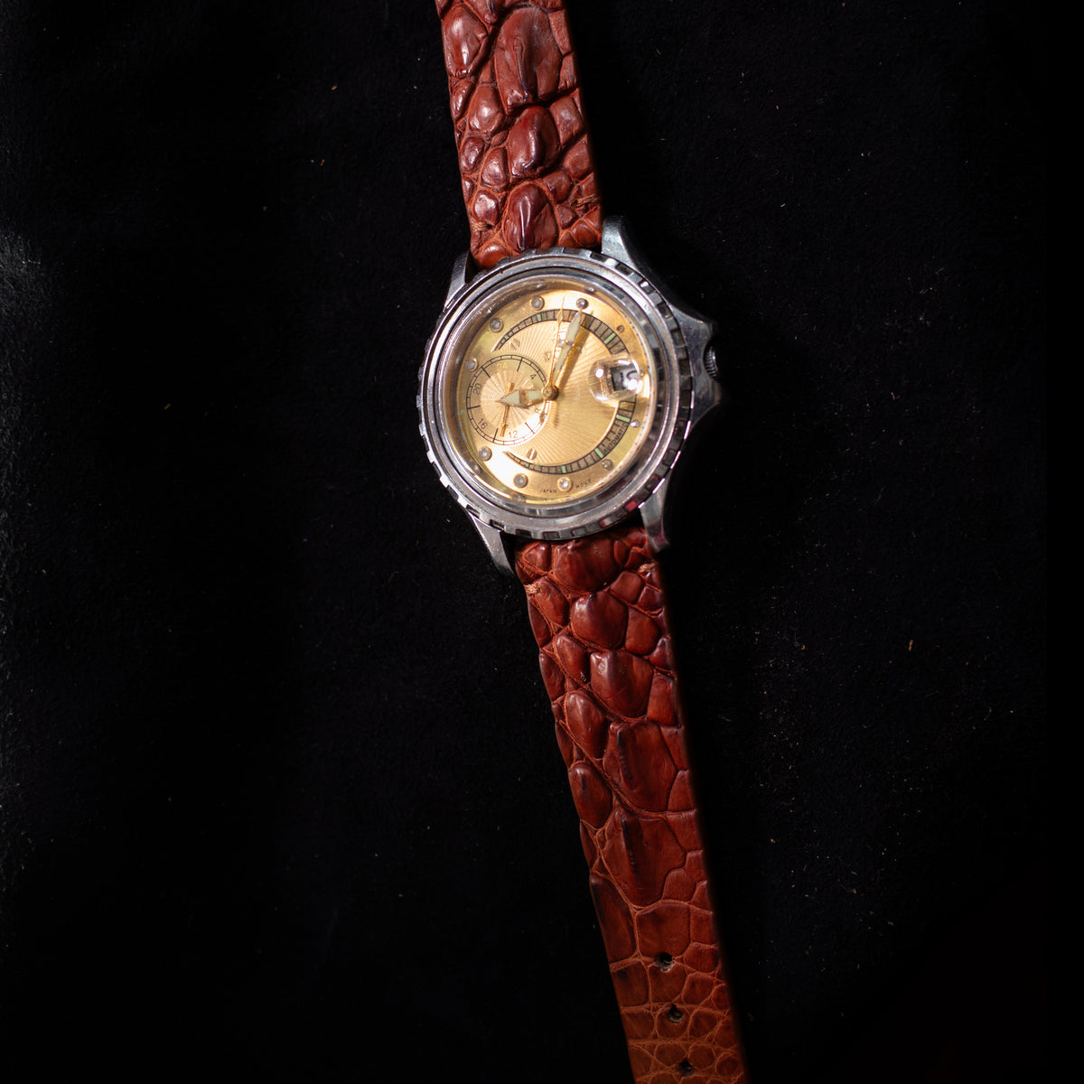 Cognac Brown Horned Alligator Leg Stitchless Strap
