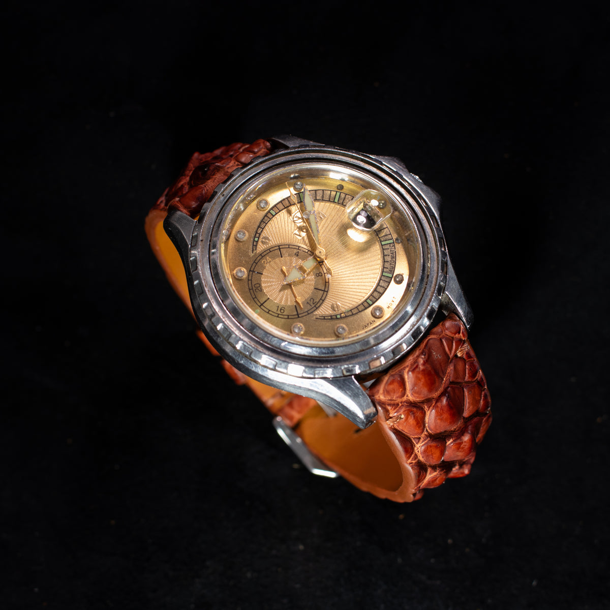 Cognac Brown Horned Alligator Leg Stitchless Strap