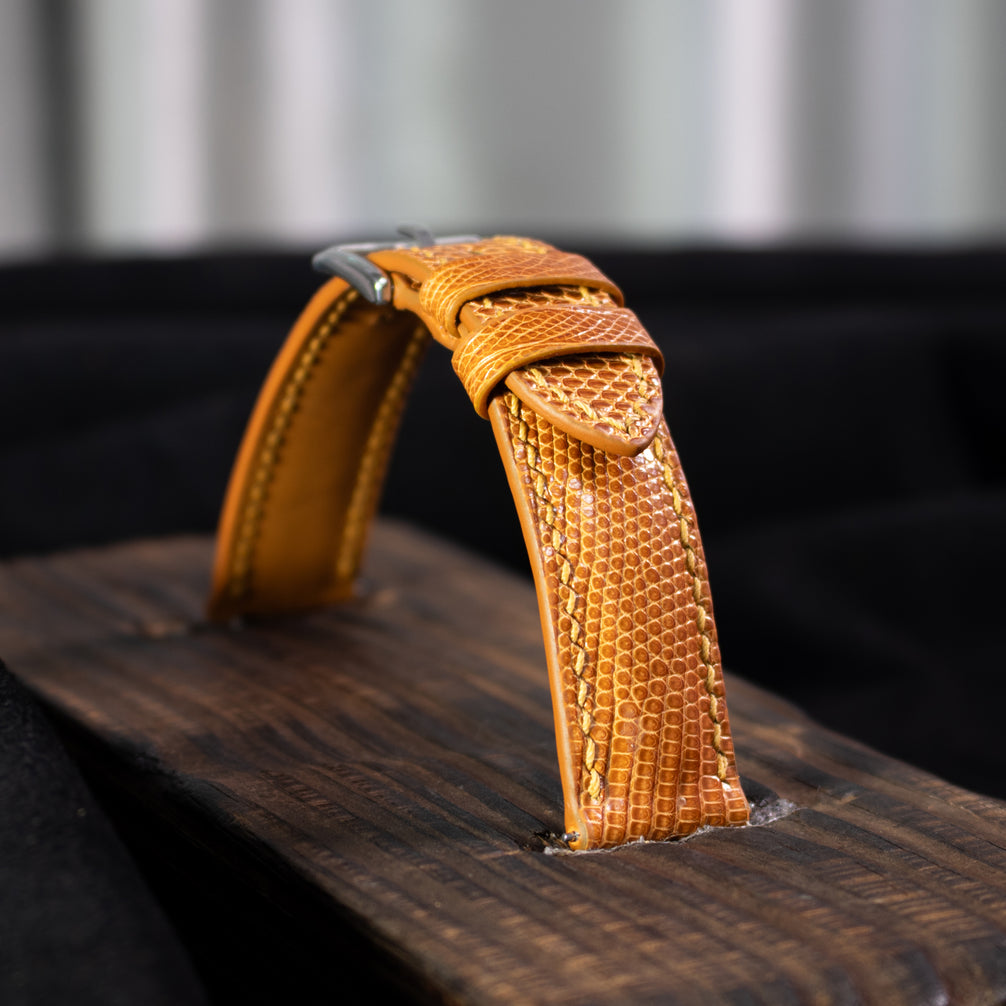 Cognac Brown Lizard Leather Strap
