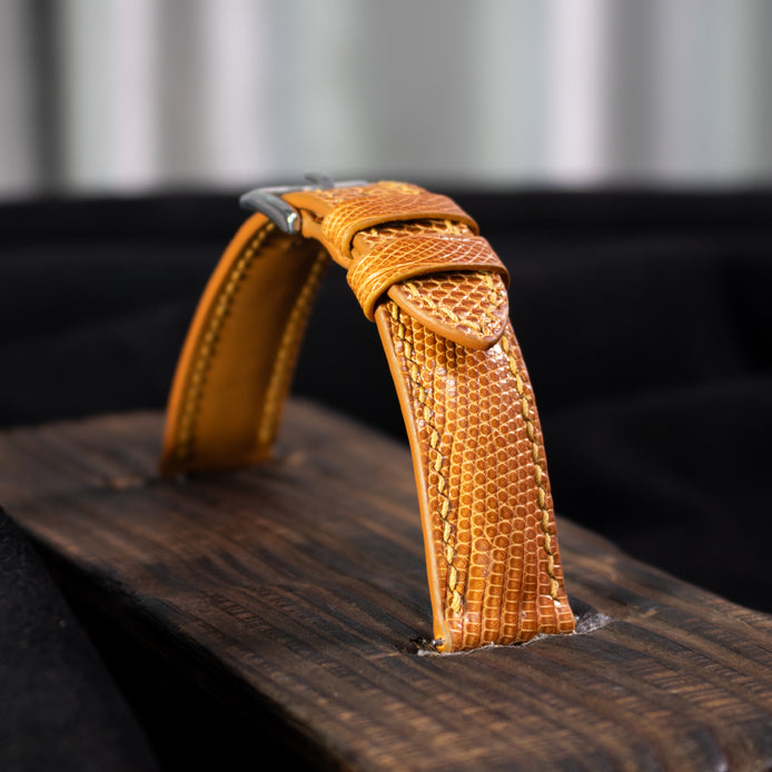 Cognac Brown Lizard Leather Strap