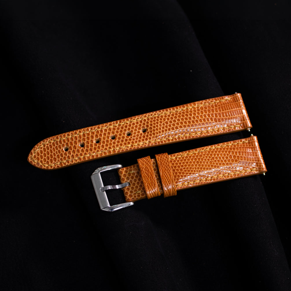 Cognac Brown Lizard Leather Strap