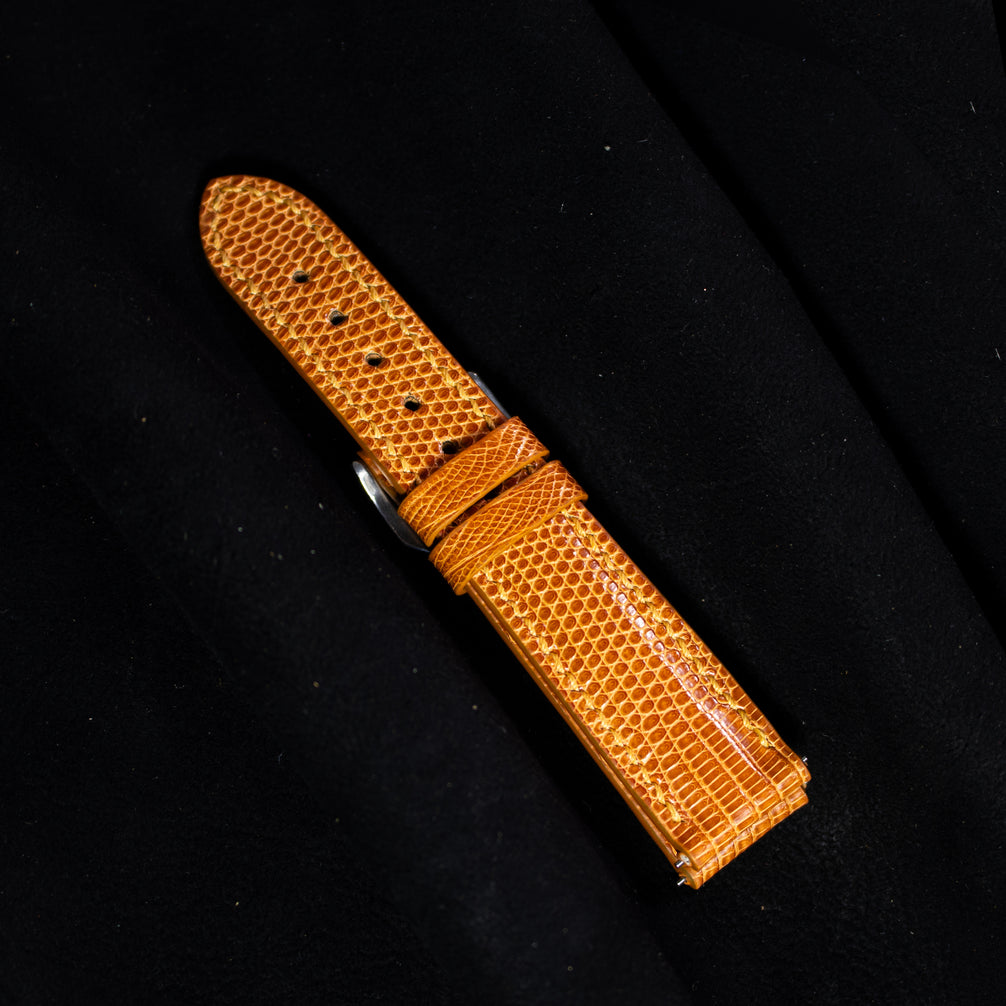 Cognac Brown Lizard Leather Strap