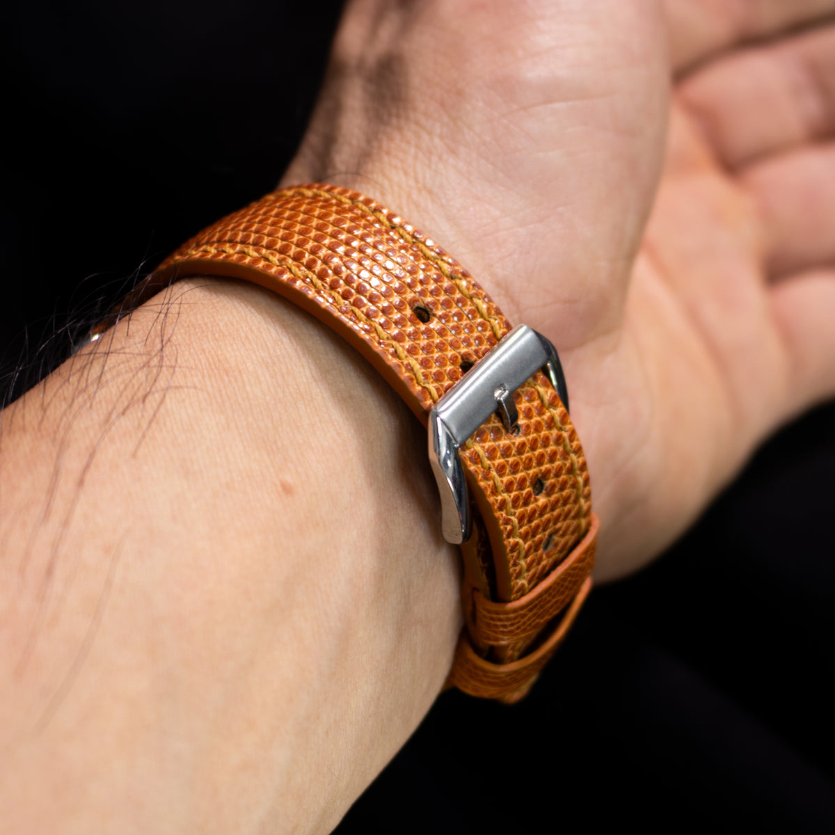 Cognac Brown Lizard Leather Strap