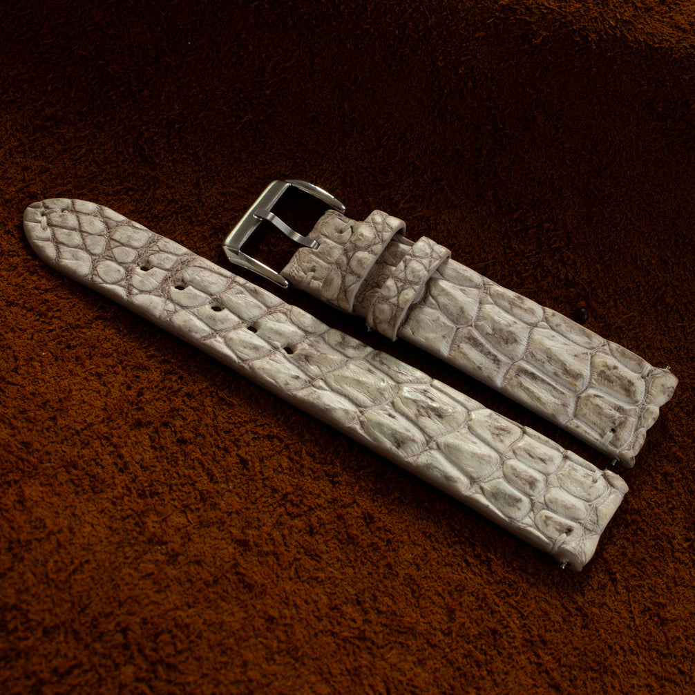 White Alligator Leg Stitchless Strap (Smooth)