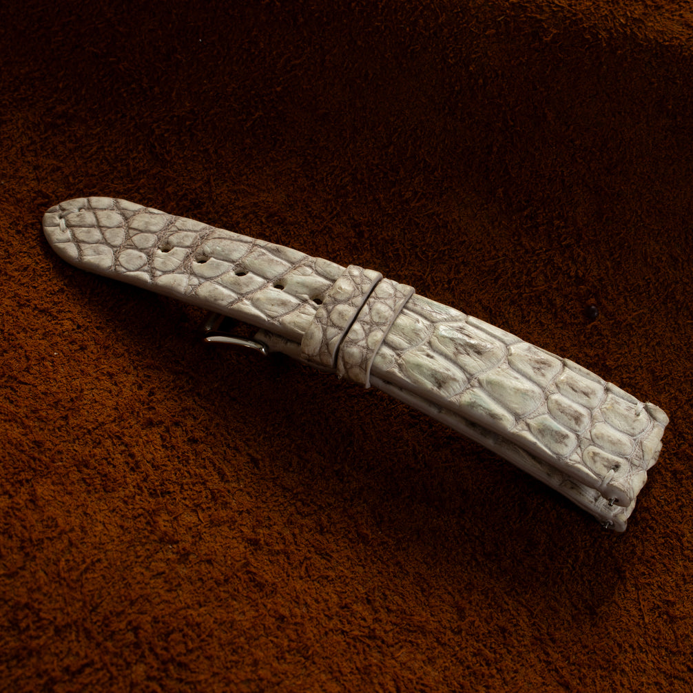 White Alligator Leg Stitchless Strap (Smooth)