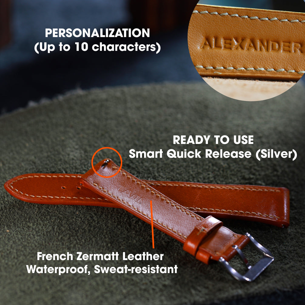 While Waxed Ostrich Leg Leather Watch Strap (Scaled)