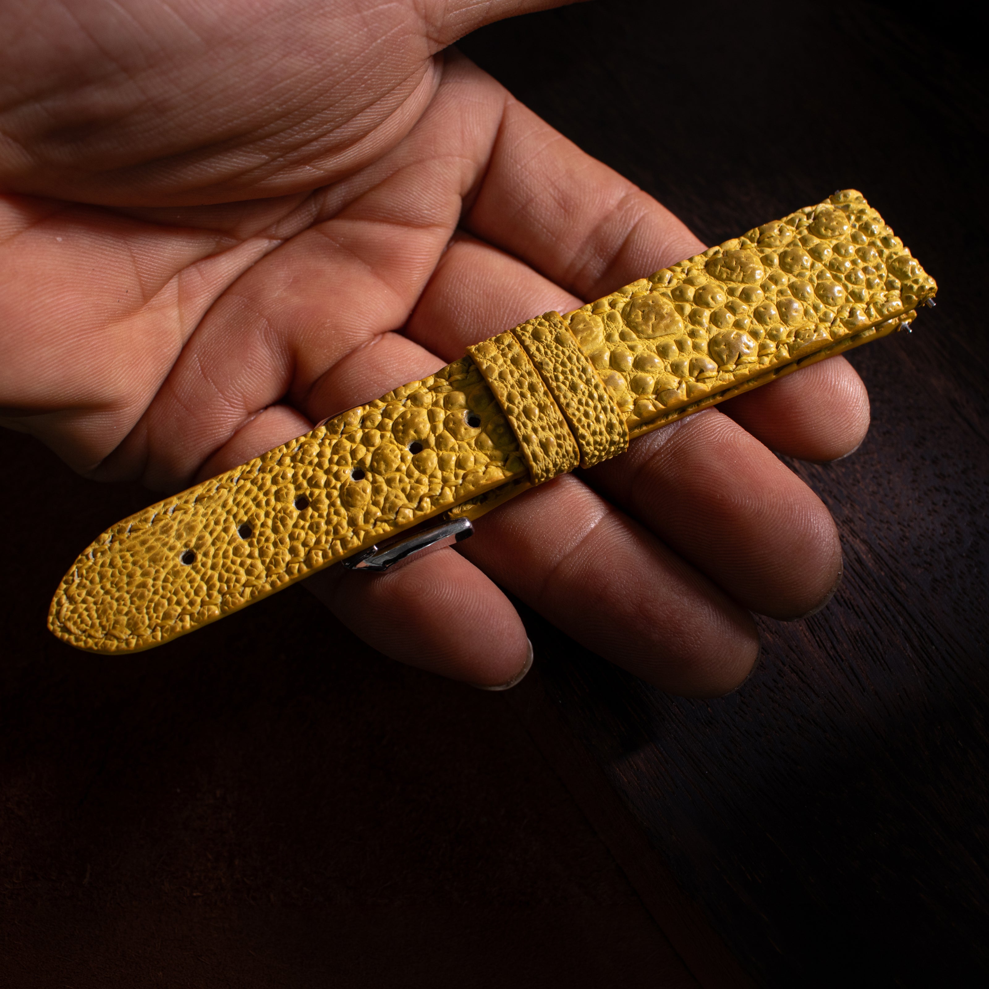 Canary Yellow Toad Leather Watch Strap
