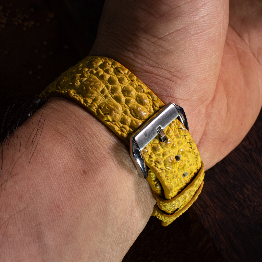 Canary Yellow Toad Leather Watch Strap