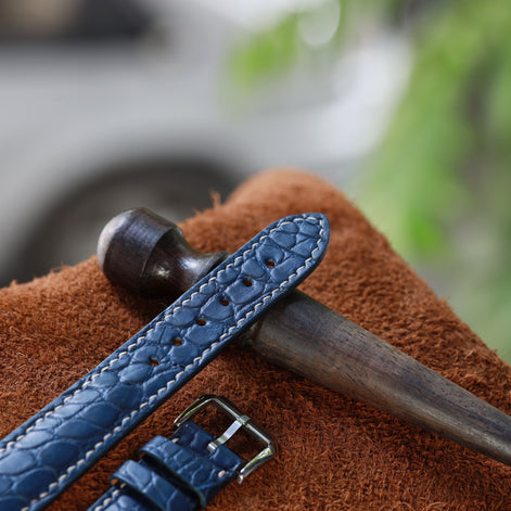 Handcrafted Crocodile Leather Watch Strap with Zermatt Lining (Pointed Tip) by Tan