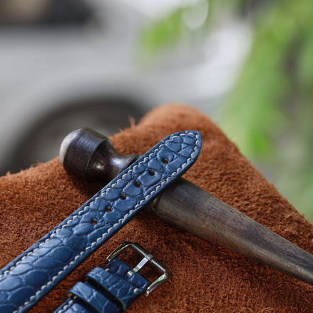 Handcrafted Crocodile Leather Watch Strap with Zermatt Lining (Pointed Tip) by Tan