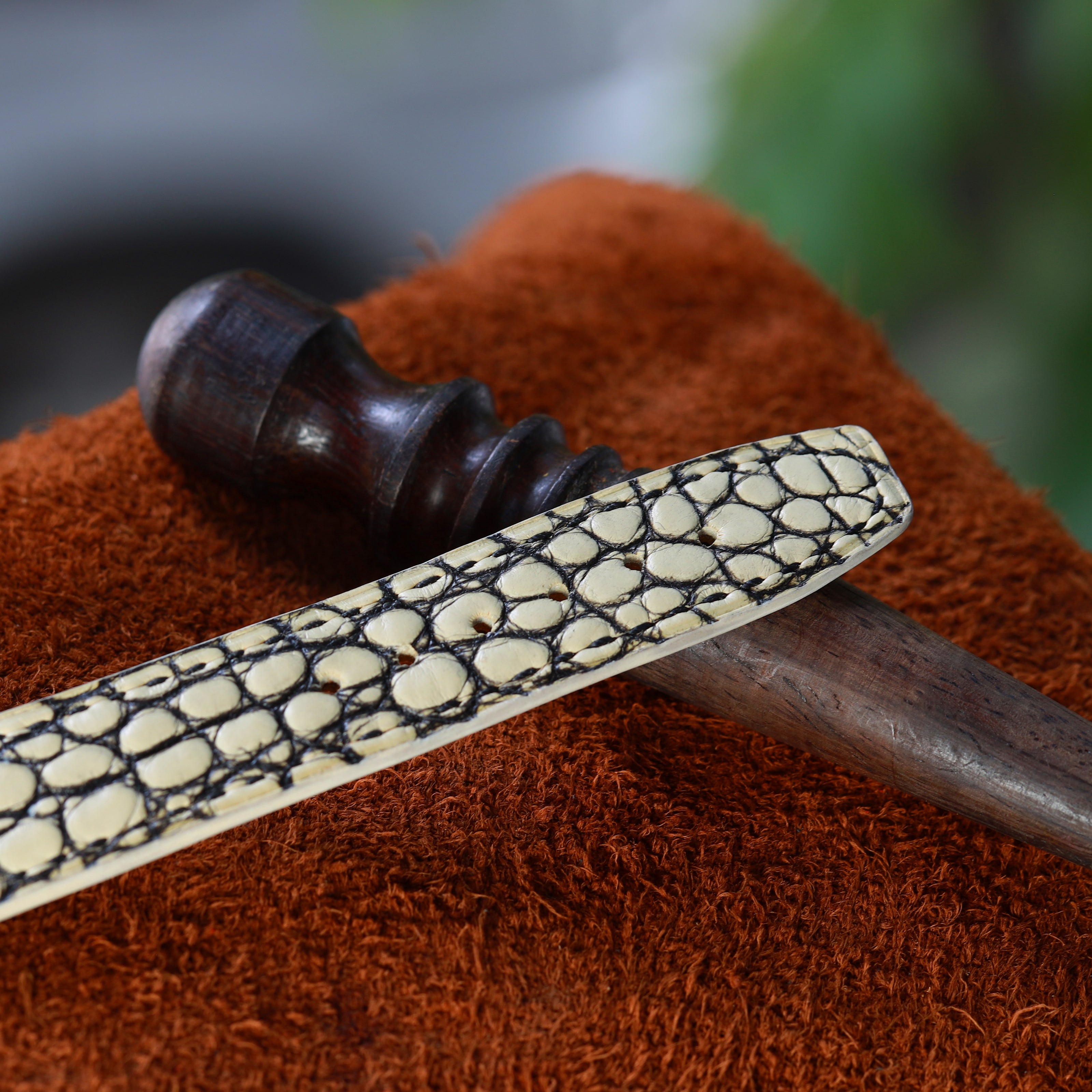 Ivory White Alligator Leather Watch Strap