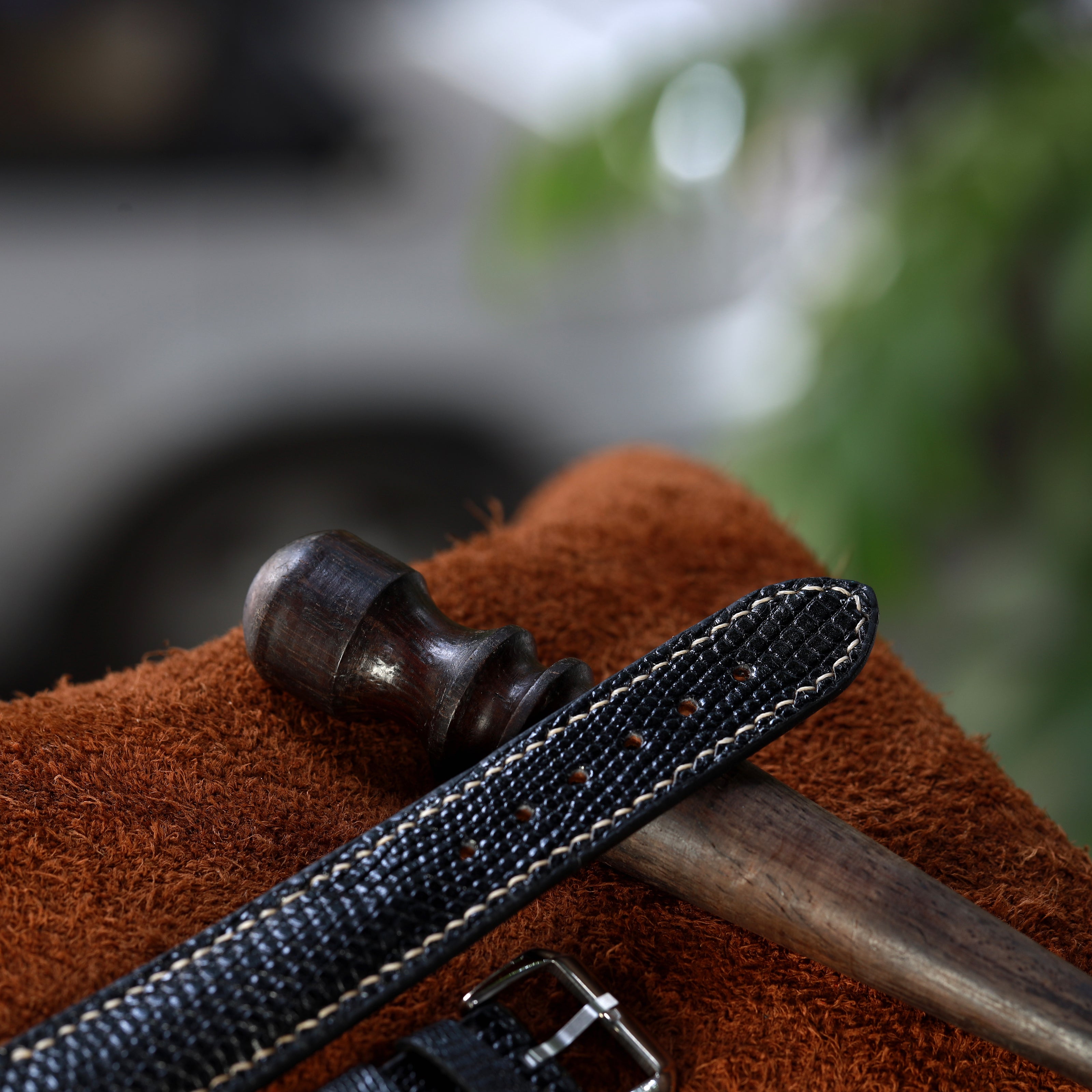 Handcrafted Lizard Leather Watch Strap with Zermatt Lining (Pointed Tip) by Tan