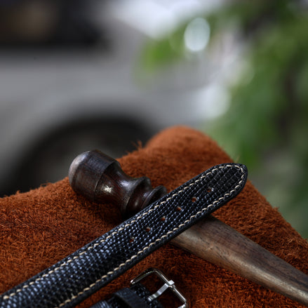 Handcrafted Lizard Leather Watch Strap with Zermatt Lining (Pointed Tip) by Tan