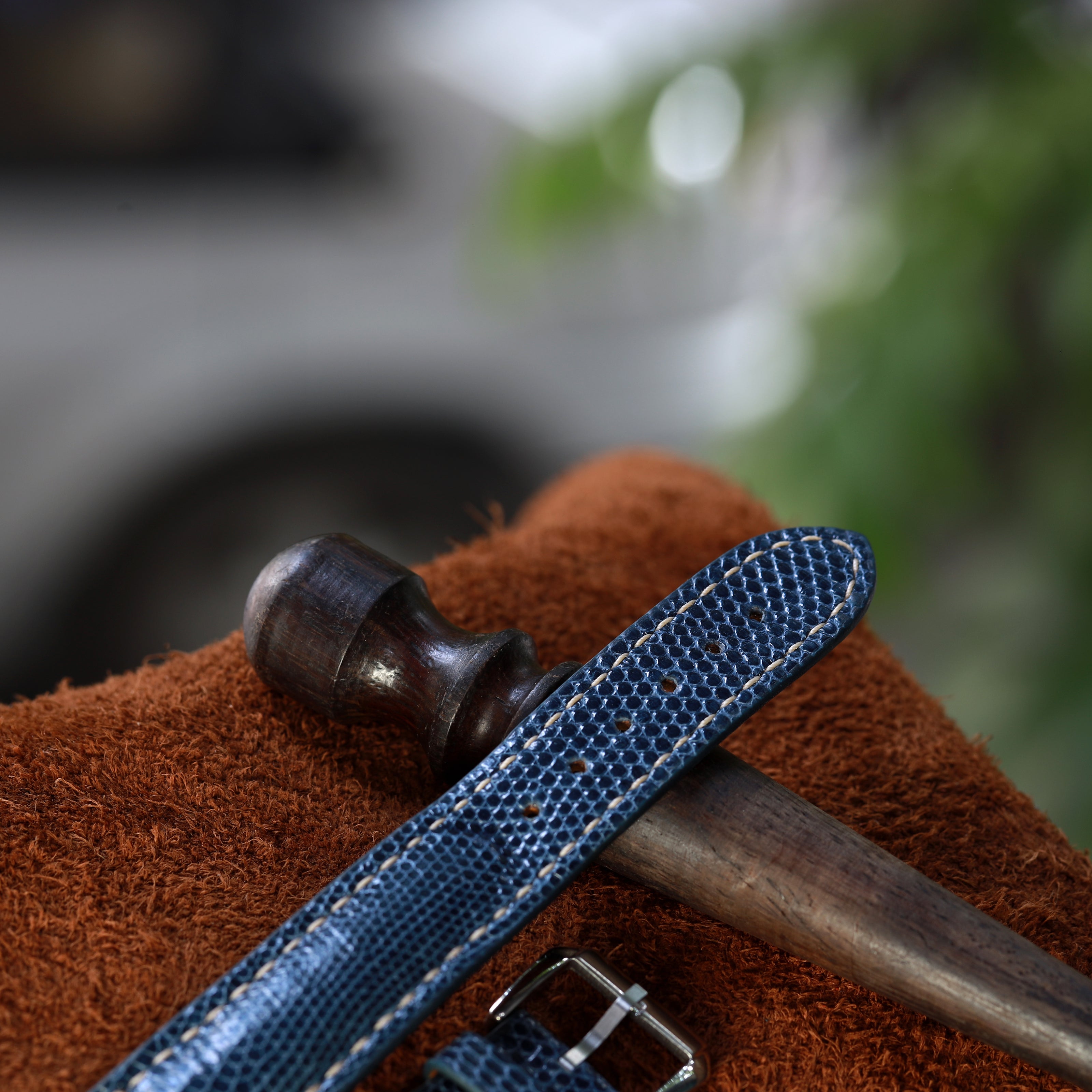 Handcrafted Lizard Leather Watch Strap with Zermatt Lining (Pointed Tip) by Tan