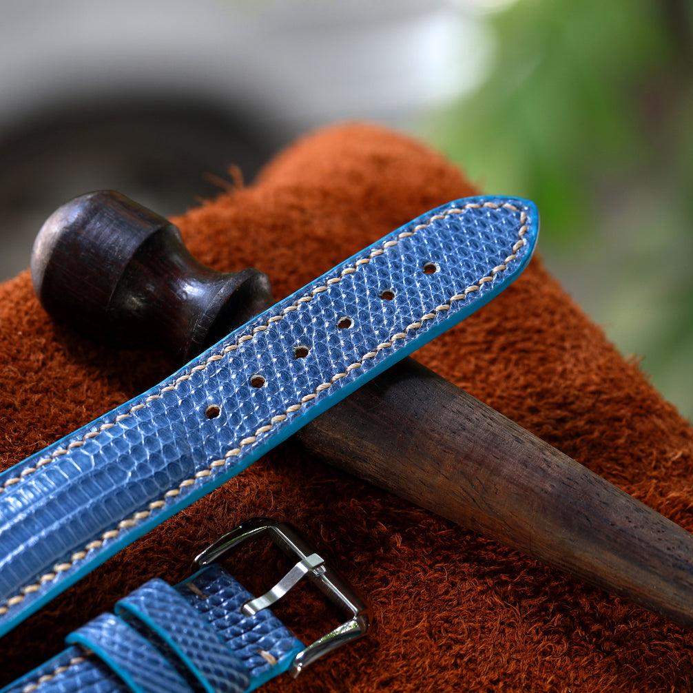Teal Blue Lizard Leather Strap