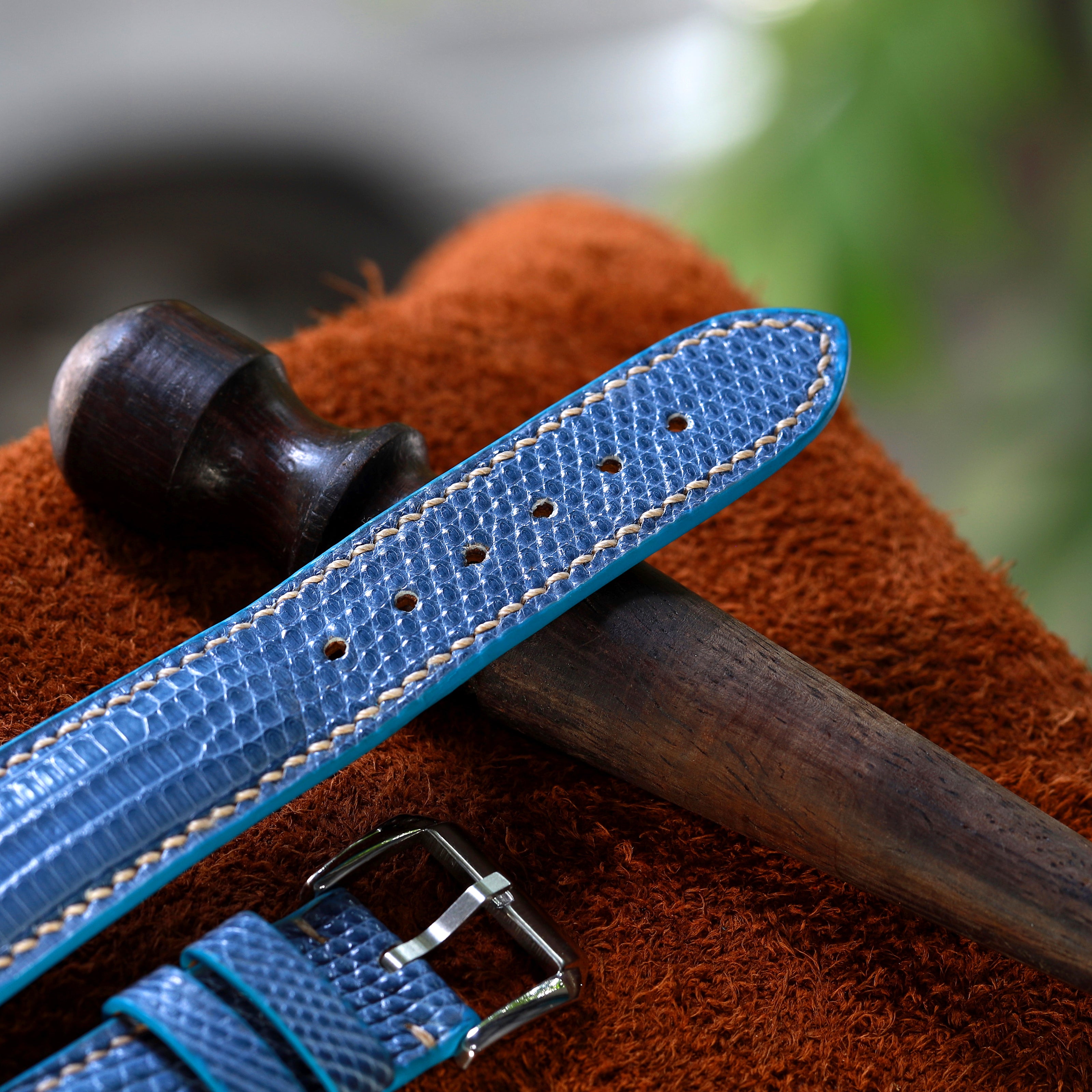 Teal Blue Lizard Leather Strap