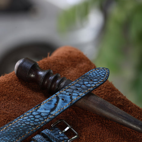 Handcrafted Ostrich Leather Watch Strap with Zermatt Lining (Pointed Tip) by Tan