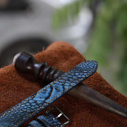 Handcrafted Ostrich Leather Watch Strap with Zermatt Lining (Pointed Tip) by Tan