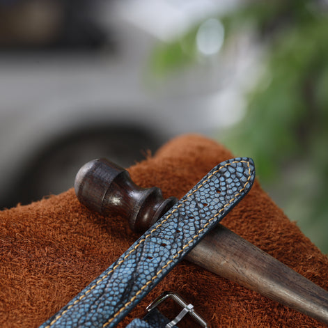 Handcrafted Ostrich Leather Watch Strap with Zermatt Lining (Pointed Tip) by Tan