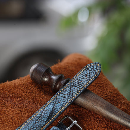 Handcrafted Ostrich Leather Watch Strap with Zermatt Lining (Pointed Tip) by Tan