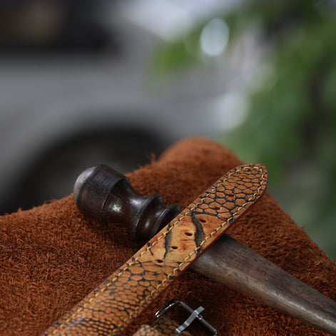 Handcrafted Ostrich Leather Watch Strap with Zermatt Lining (Pointed Tip) by Tan