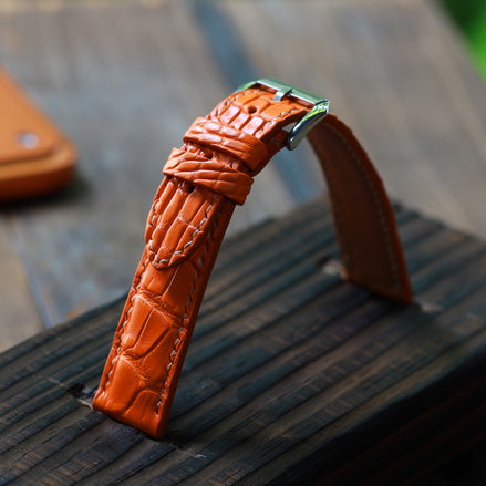 Amber Orange Alligator Leather Watch Strap