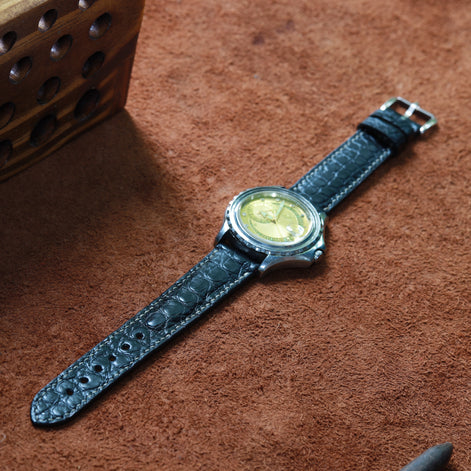 Handcrafted Crocodile Leather Watch Strap with Zermatt Lining (Pointed Tip) by Tan