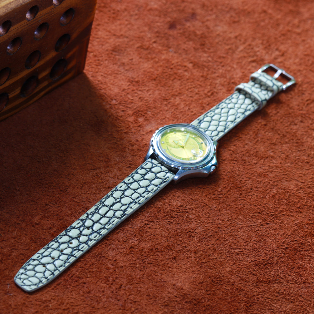Ivory White Alligator Leather Watch Strap