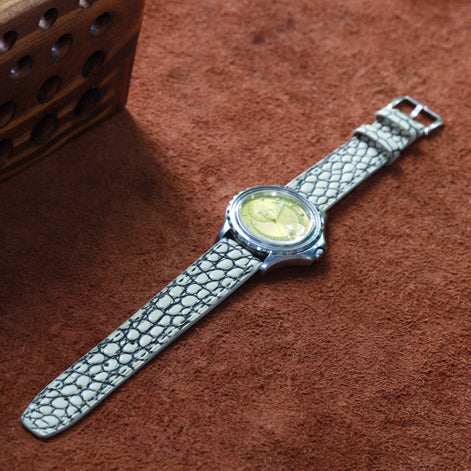 Handcrafted Crocodile Leather Watch Strap with Zermatt Lining (Pointed Tip) by Tan