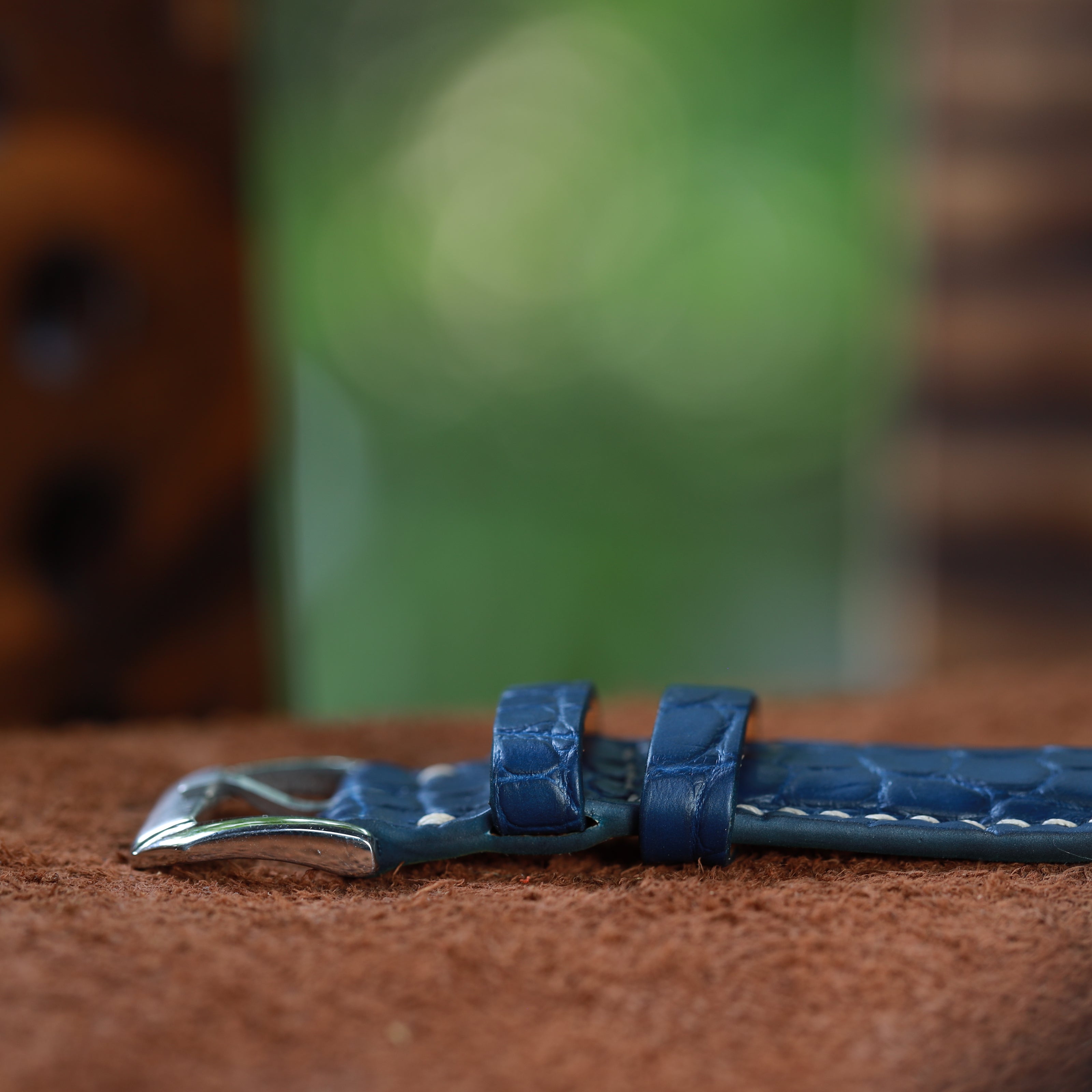 Handcrafted Crocodile Leather Watch Strap with Zermatt Lining (Pointed Tip) by Tan