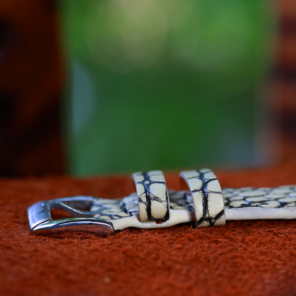 Ivory White Alligator Leather Watch Strap