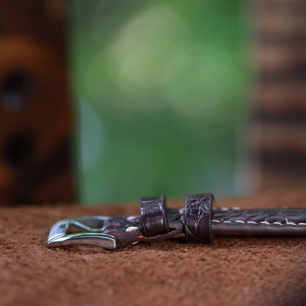 Handcrafted Crocodile Leather Watch Strap with Zermatt Lining (Pointed Tip) by Tan