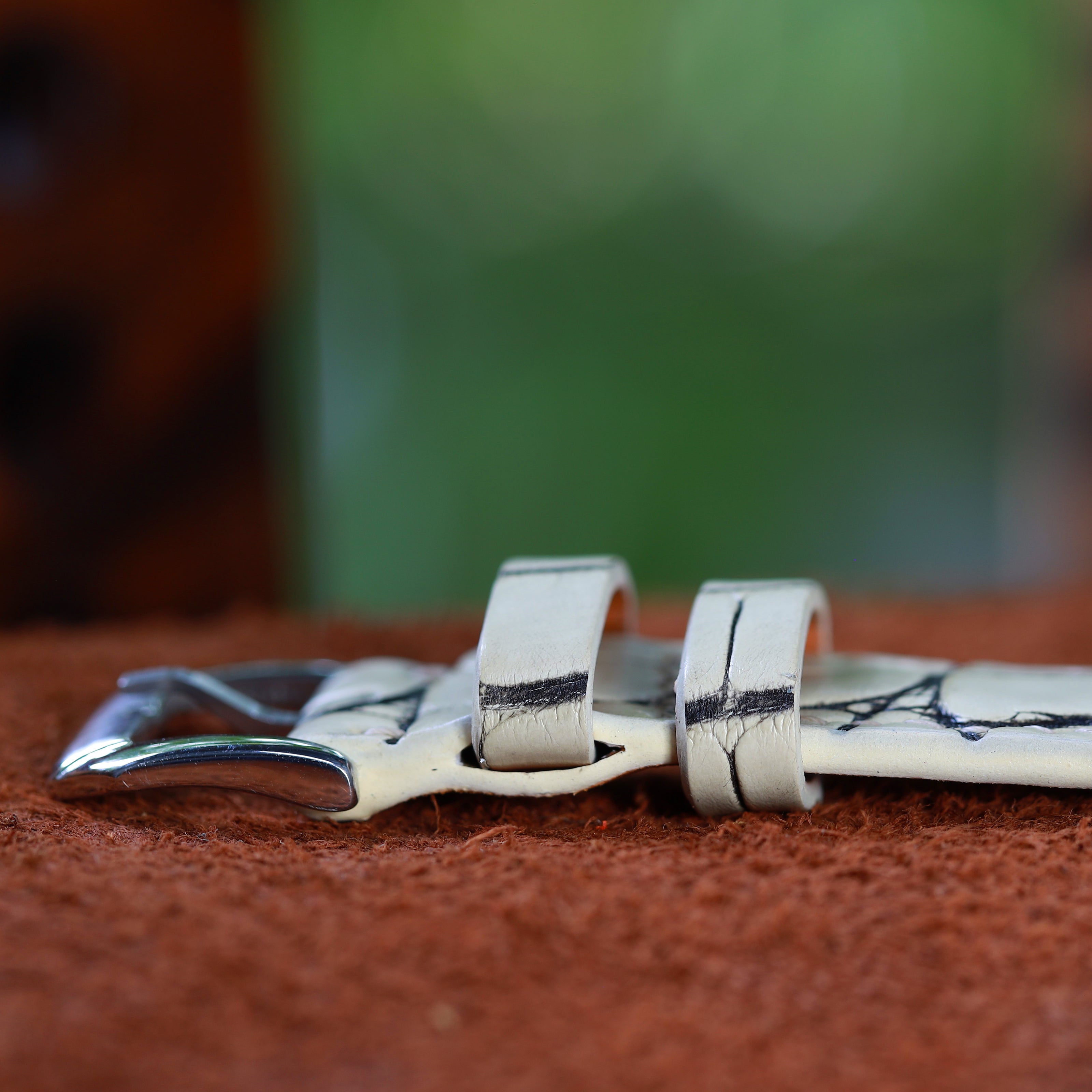 Ivory White Alligator Leather Watch Strap
