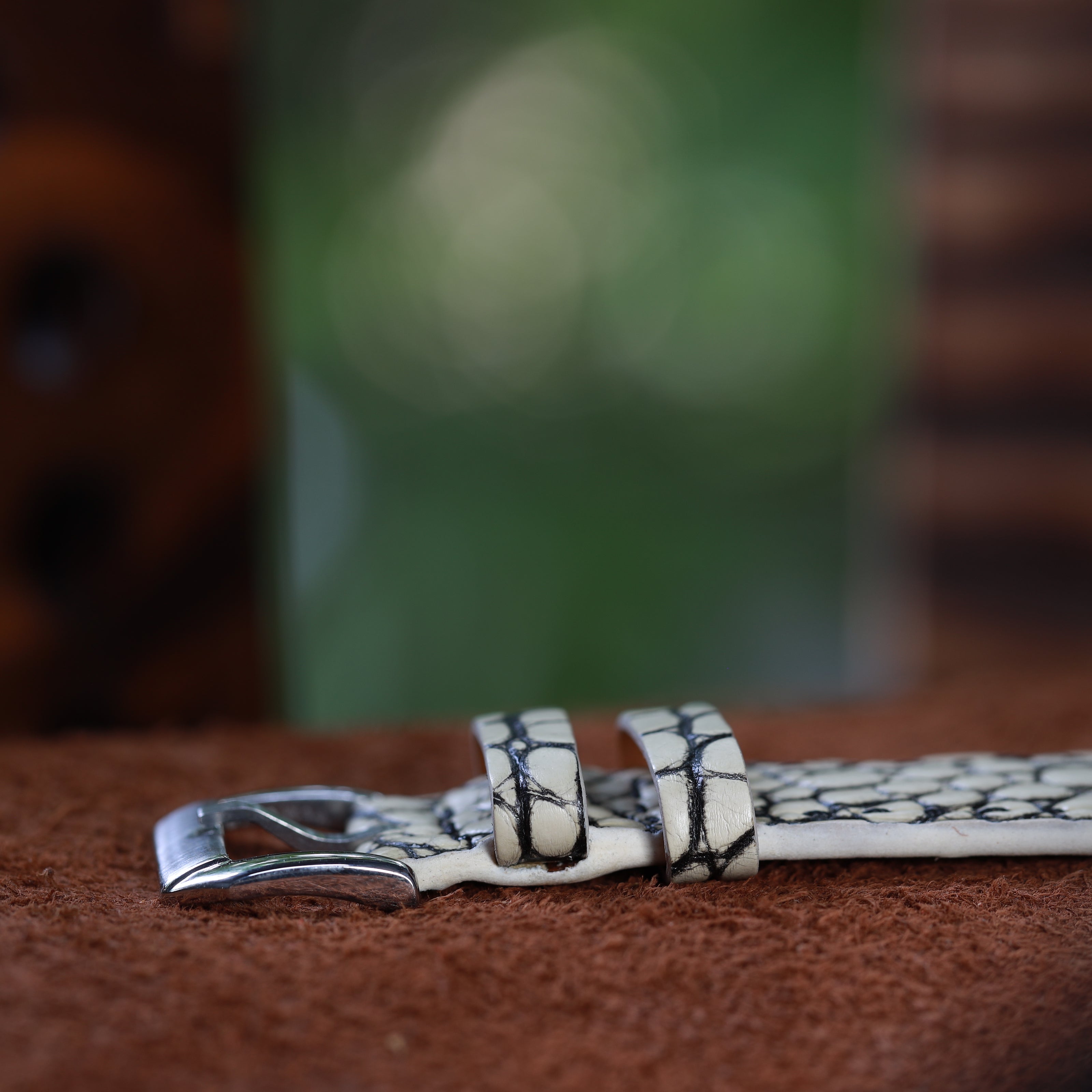 Handcrafted Crocodile Leather Watch Strap with Zermatt Lining (Pointed Tip) by Tan