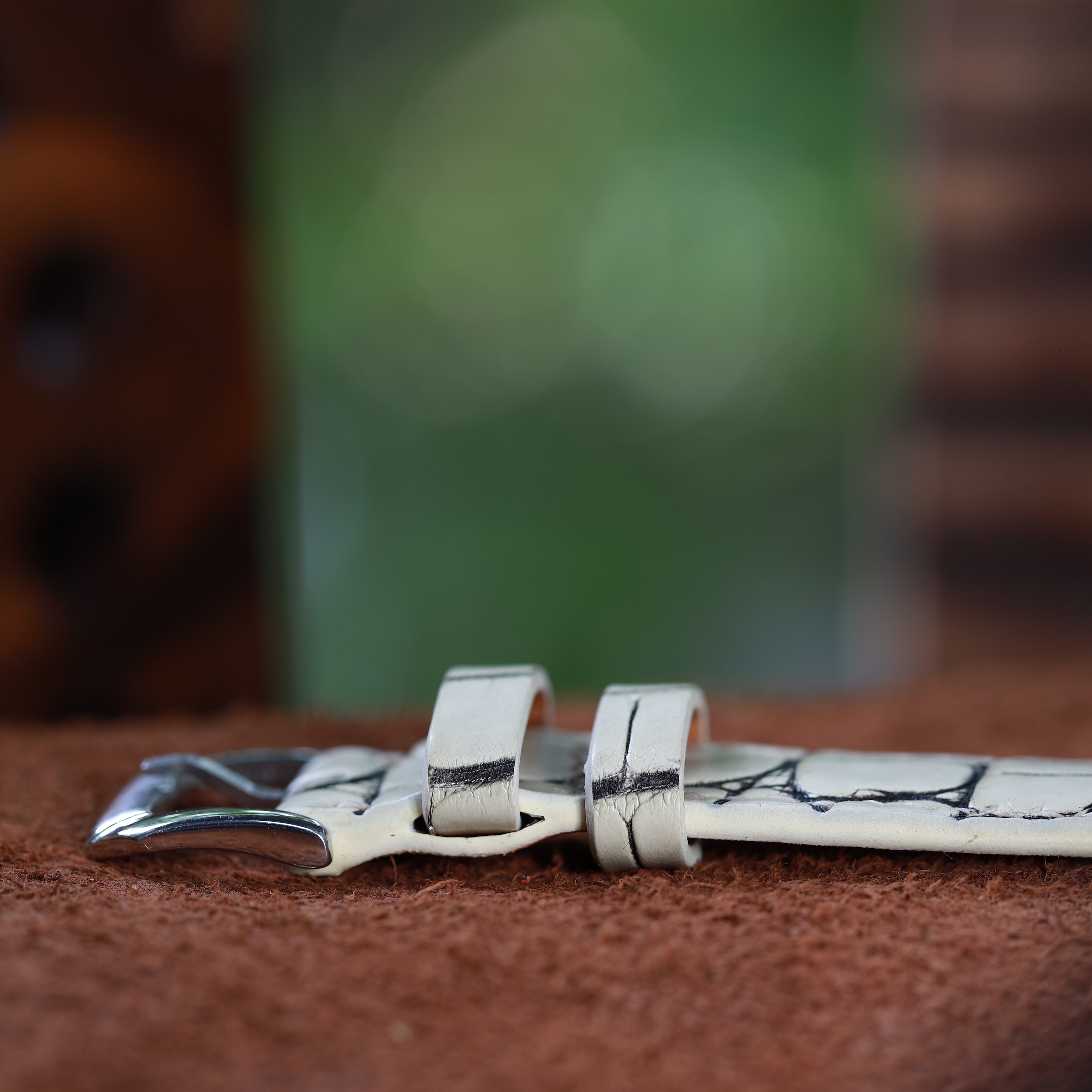 Handcrafted Crocodile Leather Watch Strap with Zermatt Lining (Pointed Tip) by Tan