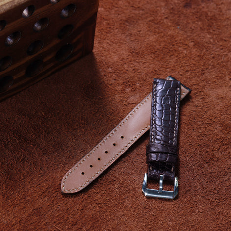 Handcrafted Crocodile Leather Watch Strap with Zermatt Lining (Pointed Tip) by Tan