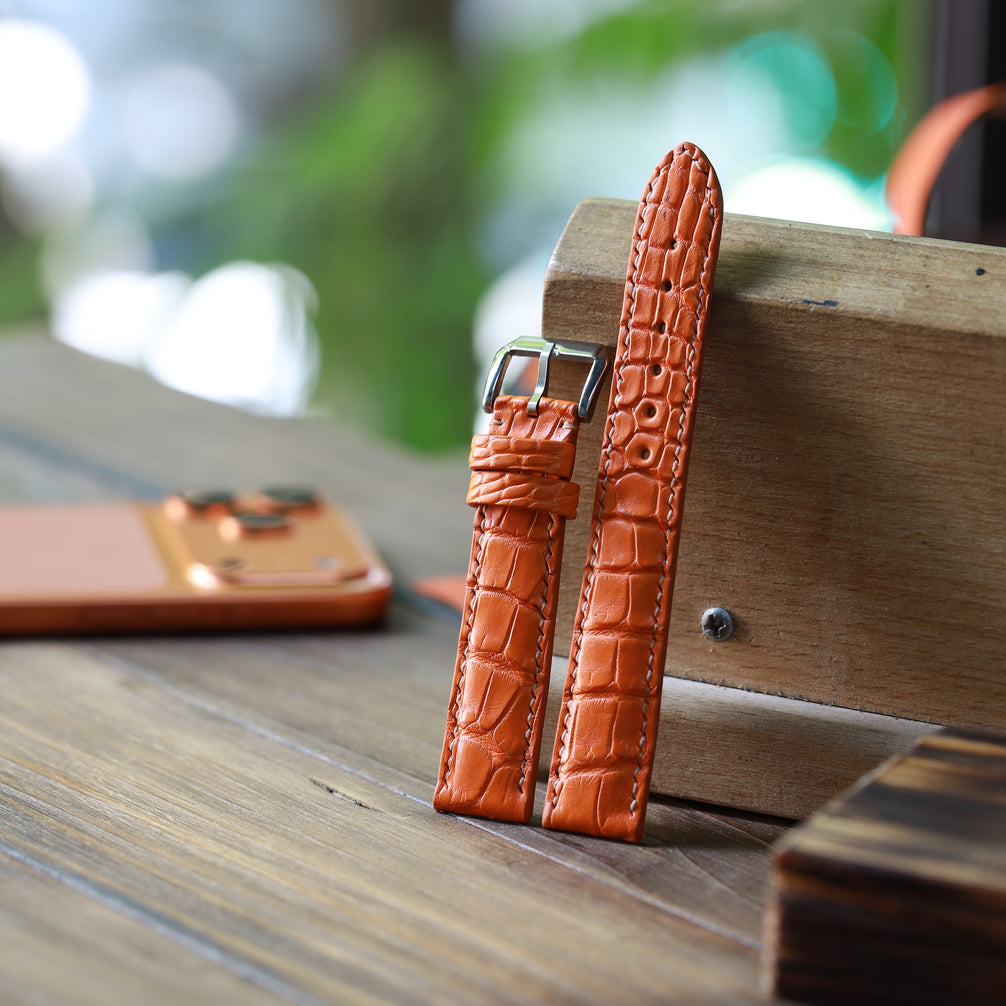 Handcrafted Crocodile Strap – Amber Flame by Tan