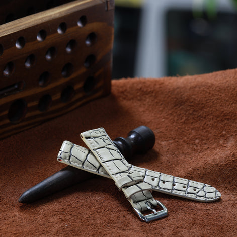 Handcrafted Crocodile Leather Watch Strap with Zermatt Lining (Pointed Tip) by Tan