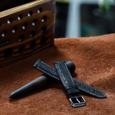 Handcrafted Lizard Leather Watch Strap with Zermatt Lining (Pointed Tip) by Tan