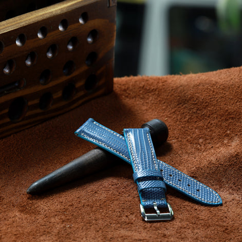 Handcrafted Lizard Leather Watch Strap with Zermatt Lining (Pointed Tip) by Tan