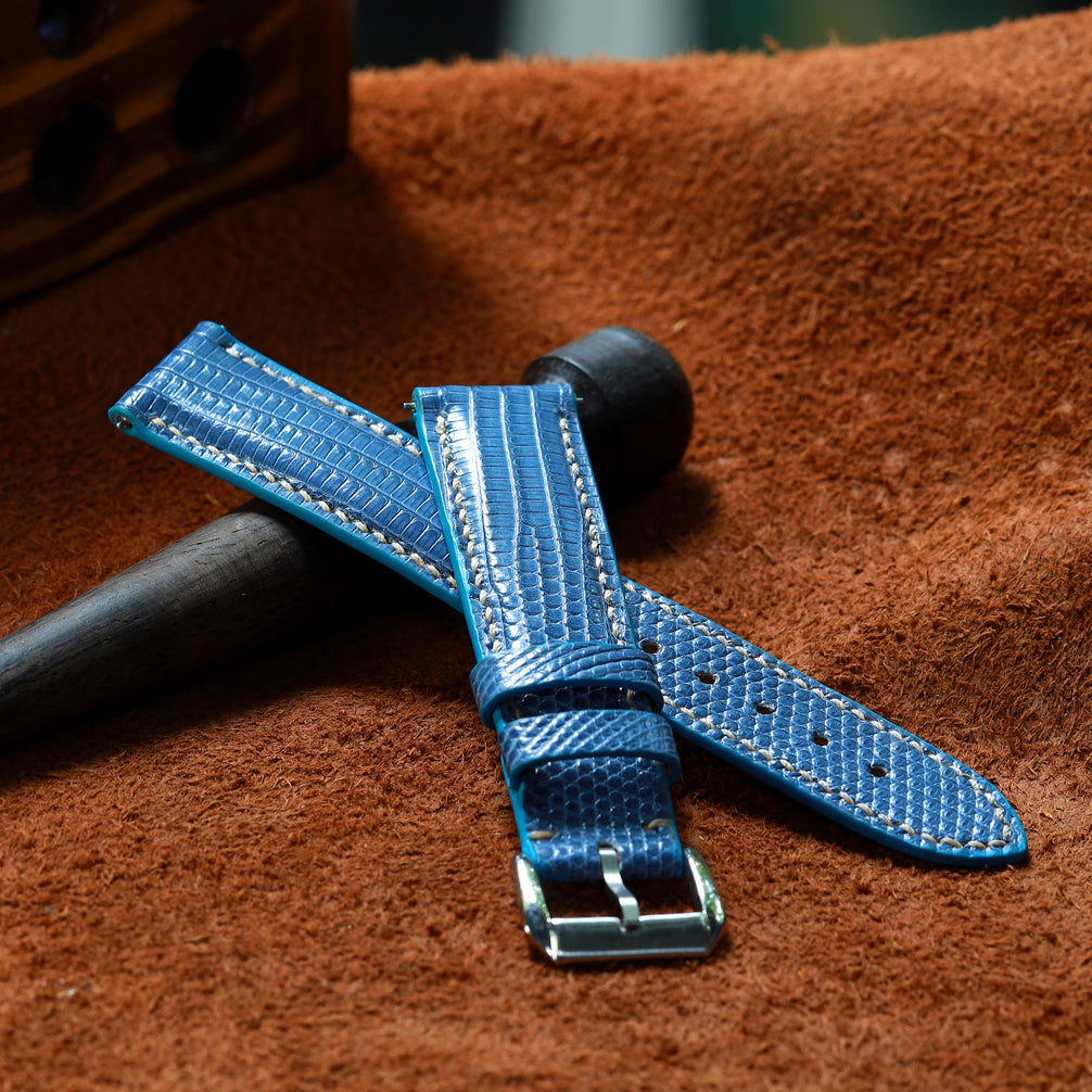 Teal Blue Lizard Leather Strap