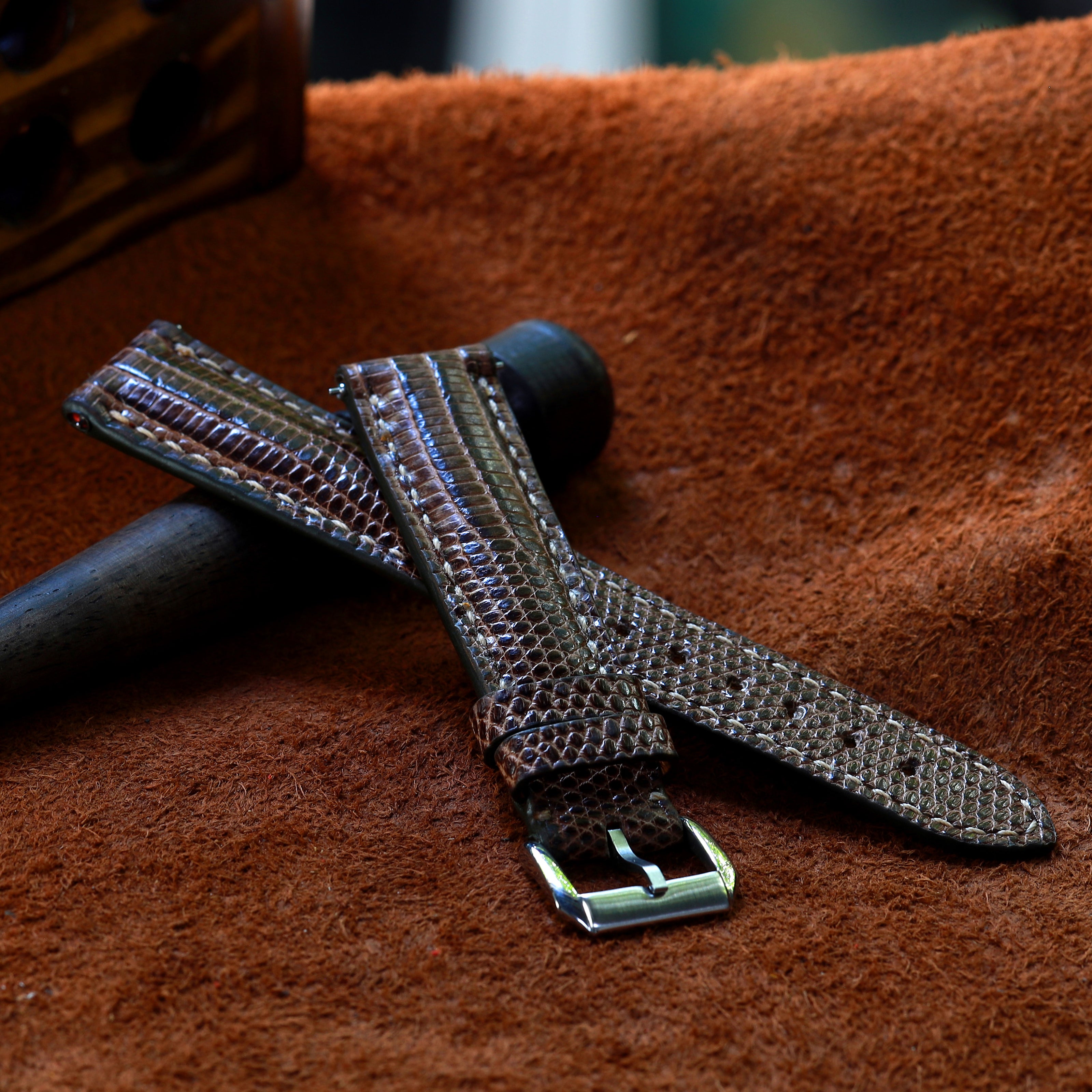 Tobacco Brown Lizard Leather Strap