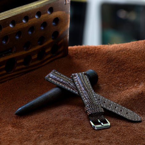 Handcrafted Lizard Leather Watch Strap with Zermatt Lining (Pointed Tip) by Tan