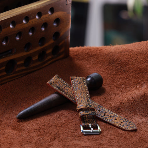 Handcrafted Ostrich Leather Watch Strap with Zermatt Lining (Pointed Tip) by Tan