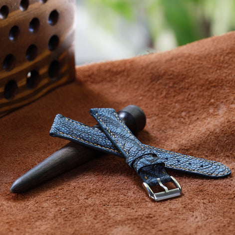 Handcrafted Ostrich Leather Watch Strap with Zermatt Lining (Pointed Tip) by Tan