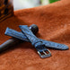 Blue Waxed Ostrich Leg Leather Watch Strap (Smooth)