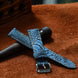 Blue Waxed Ostrich Leg Leather Watch Strap (Scaled)