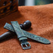 Green Waxed Ostrich Leg Leather Watch Strap (Smooth)
