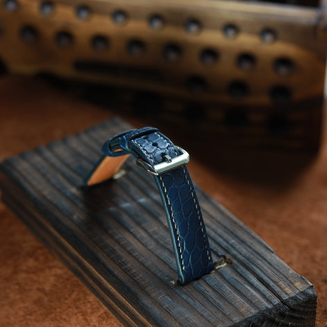 Handcrafted Crocodile Leather Watch Strap with Zermatt Lining (Pointed Tip) by Tan